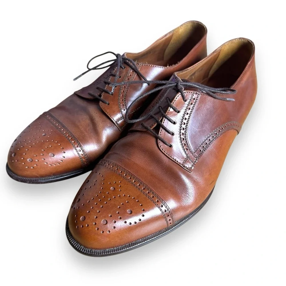 Bostonian Florentine Italy Brown Wingtip Size 9.5 M Men's Shoes Vero Cuoio